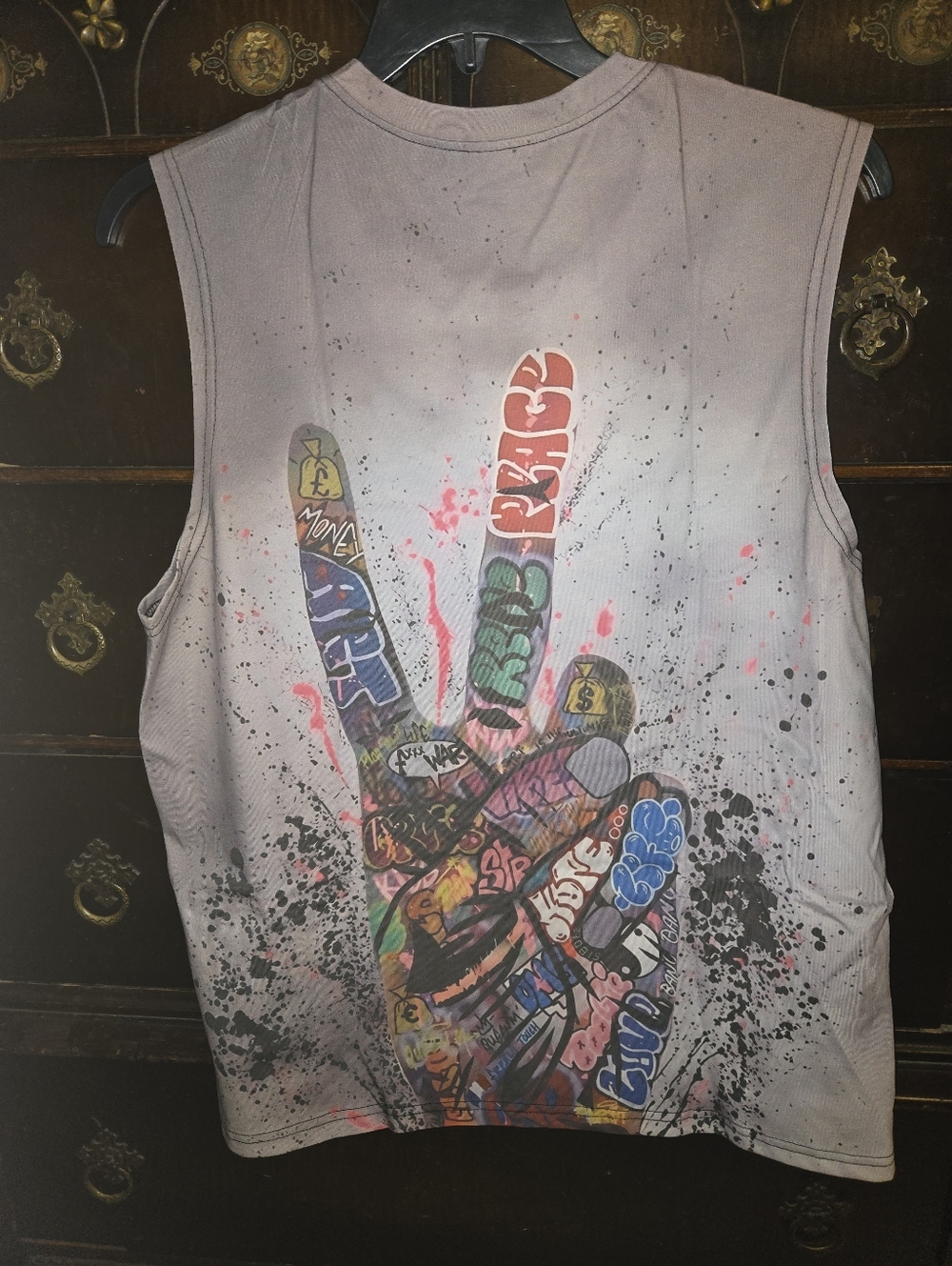 Graphic Peace Sign Sleeveless Tank - Multicolor